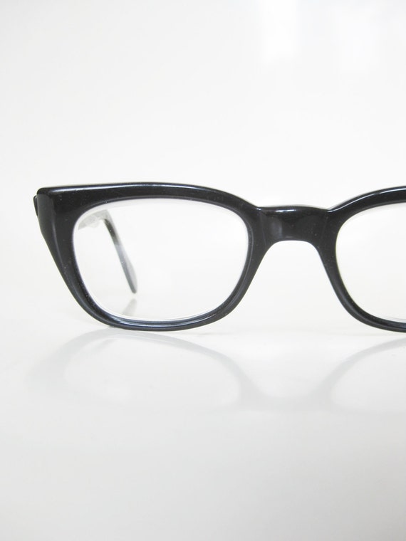 Vintage 1950s Horn Rim Eyeglasses Black Midnight Noir Glasses