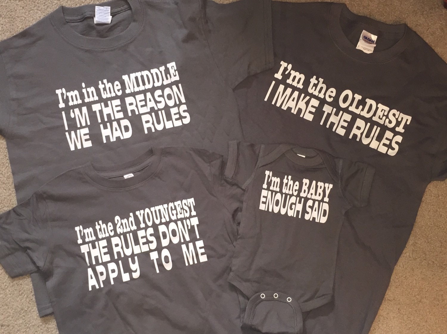 Funny Set Of 4 Brother Shirts Oldest Brother Middle Brother