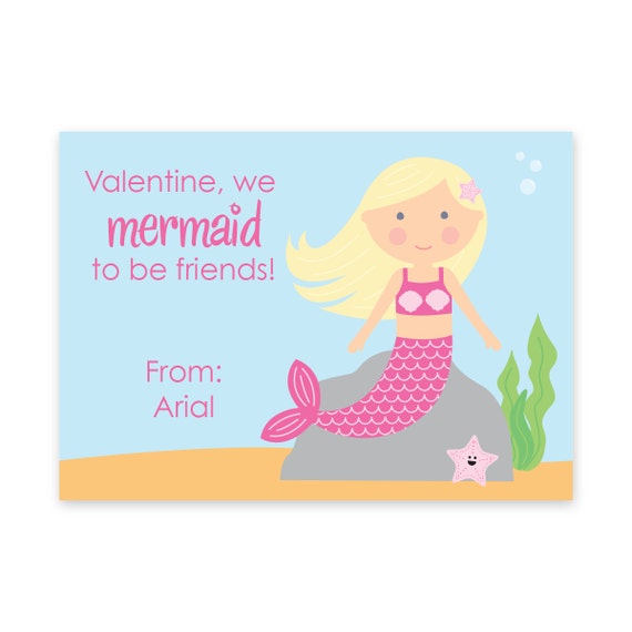 PRINTABLE Mermaid Valentine Cards PDF Mermaid Valentines By 