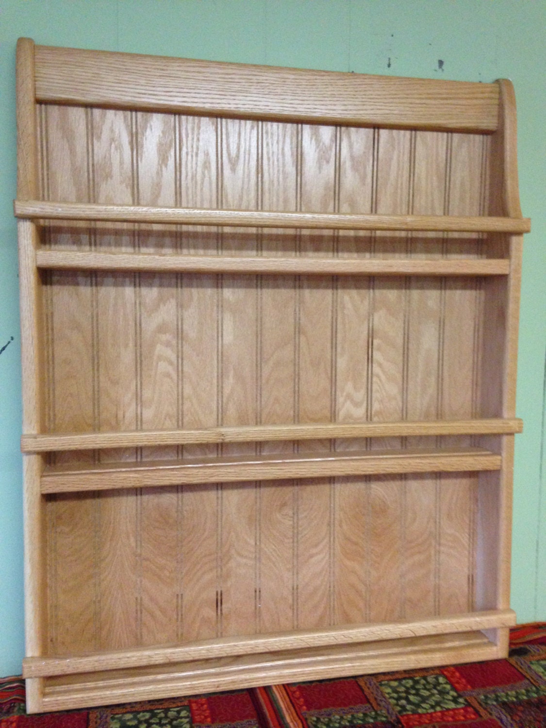 Wall Hanging Plate Rack or Bookshelf Oak Wood