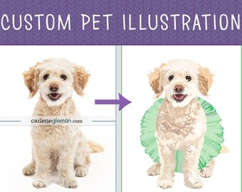 Custom Pet Illustrations: Custom pet portraits done in our signature whimsical style with physical art print included.