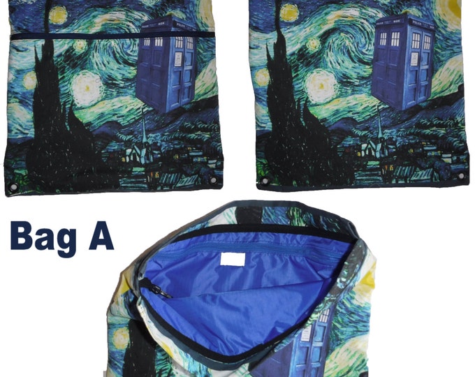 Starry Night with a twist Kona Cotton Backpack/tote Custom Print