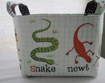 Fabric Organizer Basket Storage Bin Container - Snake Newt Owl Penguin Raccoon Animals