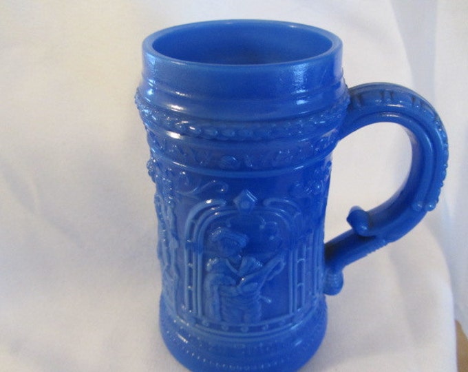 Slag Glass Stein/Mug Blue Stainglass Feel, German Stein, Massig trinken, Leider Singen, Half Von Je Zu Guten Dingen, Blue Milk Glass Stein