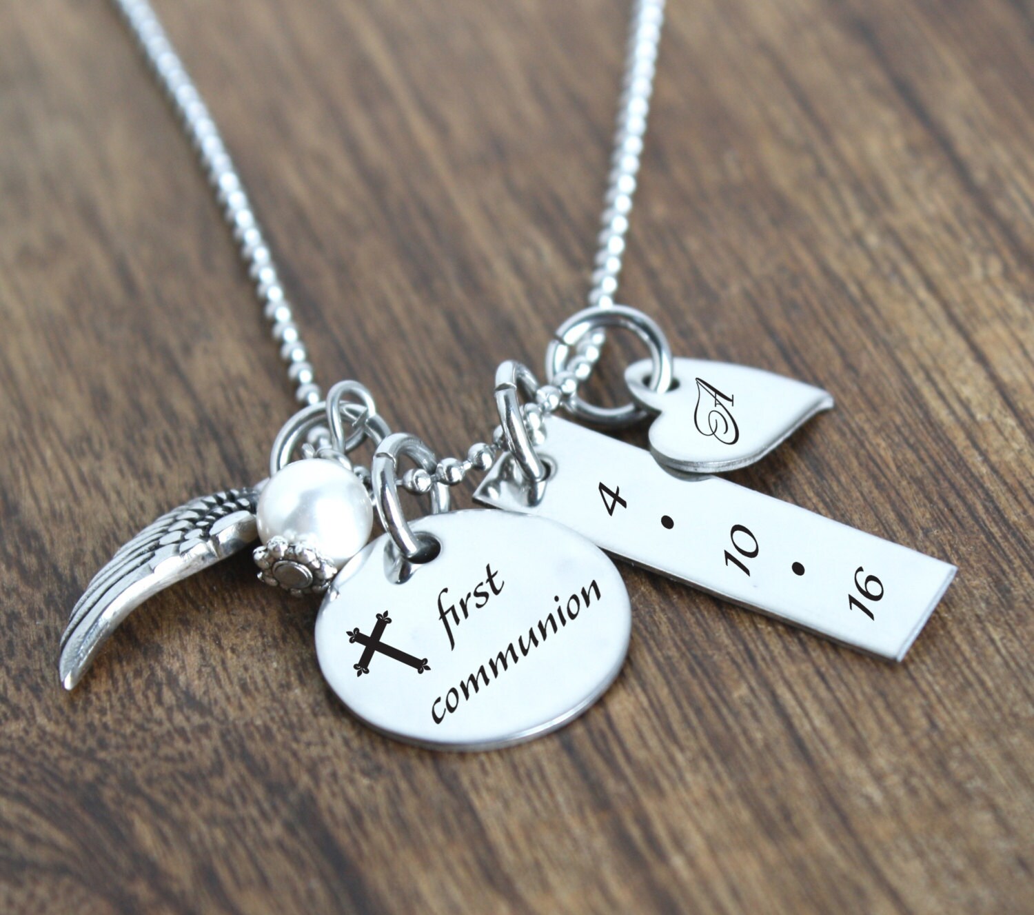First Communion Jewelry Personalized First by sierrametaldesign