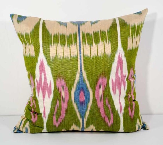 15x15 green ikat pillow cover cushion case green pillows