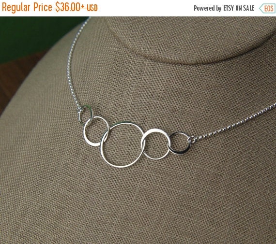 SALE Five linked circles necklace in sterling by jersey608jewelry