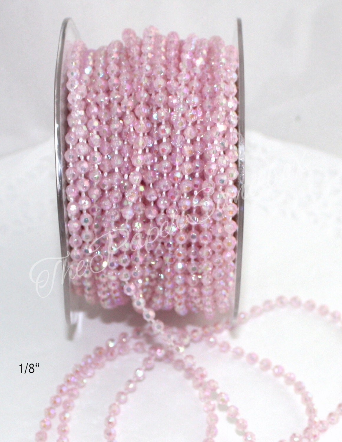 Pink Beads Pink String Beads Beads by the yard Iridescent