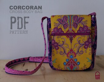 PDF SEWING PATTERN - Corcoran Cross Body Bag - Many Pockets - eReader / Tablet pocket - Hold it Right There