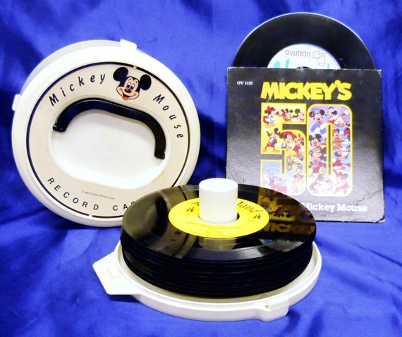 Vintage Disney Mickey Mouse Record Case Filled w/ Vinyl