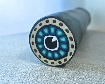 Eye Cane. Polymer Clay Cane, Owl Eye Cane, Raw Millefiori Cane, Handmade Cane, Folk Art Crafts, Woodland Crafts, Jewelry Crafts