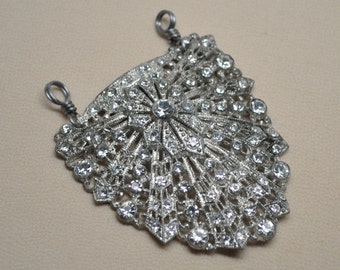 Large Vintage Shield Shape Pendant Pot Metal Paste 1940's