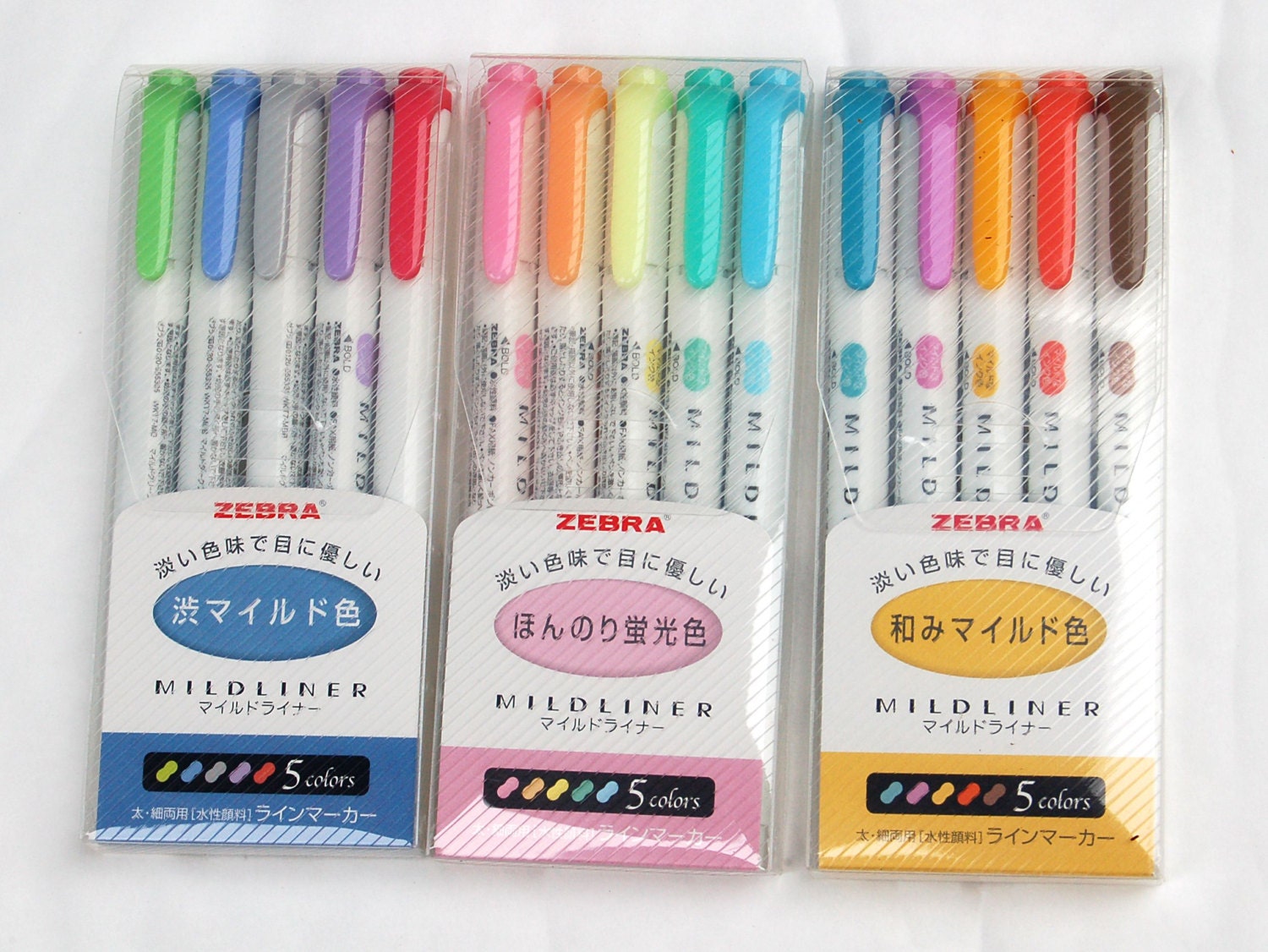 Zebra mildliner pens set, double sided mildliner highlighters, gold