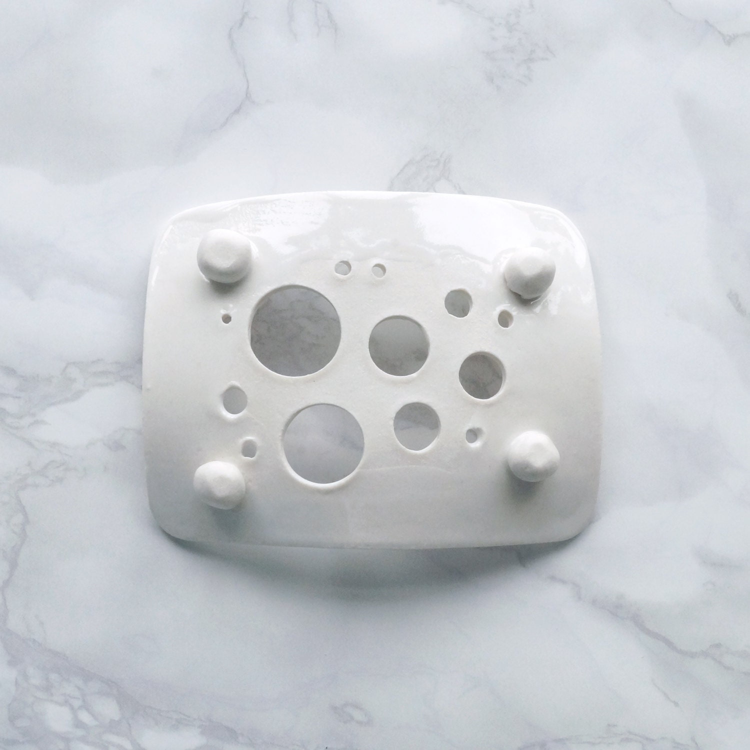 BUBBLE holes white glaze soap dish porcelain soap dish
