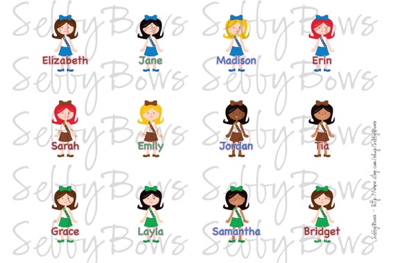 Girl Scout Characters with Names or Troop Number Bottlecap