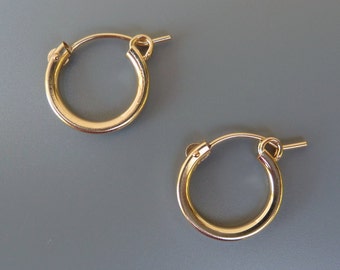 Gold Hoop Earrings, 13mm Gold Hoops, 15mm Gold Hoops, 18mm Gold Hoops, Interchangeable Earrings, For Earring Charms, Hoops For Charms,1 Pair