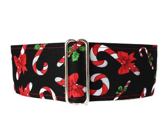 Christmas Martingale Collar, Candy Cane Martingale Collar, Greyhound Martingale, Christmas Dog Collar, Candy Cane Dog Collar