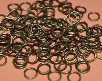 100pcs 7mm 20 Gauge Jumprings Antiqued Gold-Plated Brass Round Open