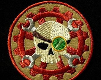 Steampunk Skull Iron on Patch 3"