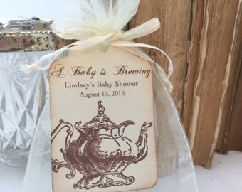 Items similar to Baby Shower Tea Bag Tea Party Favors for Baby Girls ...