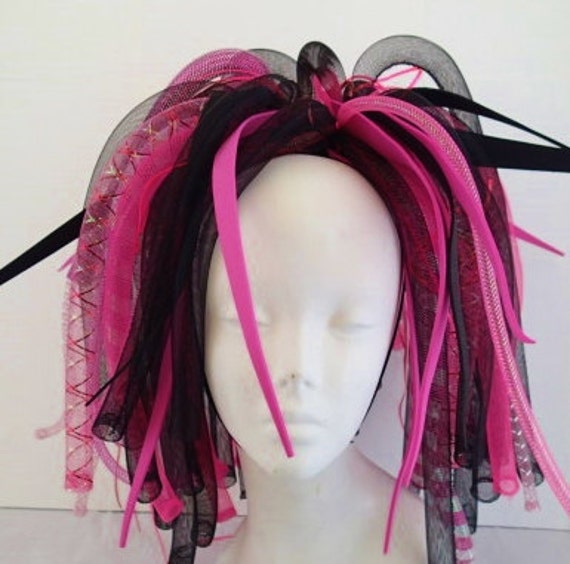 Last One Cyberlox Hot Pink And Black Medium Length Pigtail