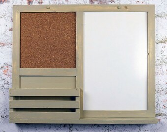 Dry Erase, Cork Board, Kitchen Organizer, Bulletin Board, Mail Holder, Office Organizer, Message Board, Khaki, Rustic Decor, Home Decor