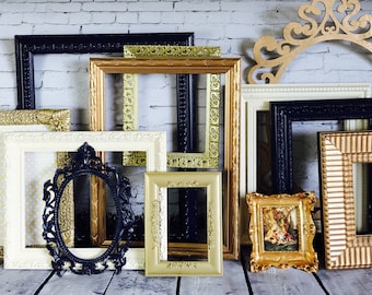 Ornate Picture Frames, Home Decor, Nursery Wall Gallery Reclaimed Wall Art Custom Color Frames