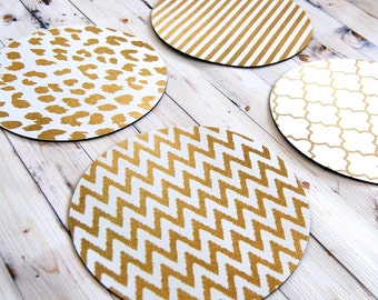 Gold Mouse Pad - Round Mouse Pad - Back to School- Gold Office Decor - Dorm Decor - Office Decoration - Computer Accessory - Geek Gift Dorm