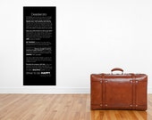 Extra Large Desiderata Black and White Gallery Wrapped Canvas with wood frame on back for easy hanging 20 inches wide by 40 inches Tall