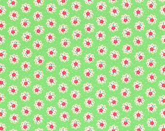 Japanese Lecien - Flower Sugar Fall 2014 Fabric - Tiny Flower Doily in Green - cotton quilting fabric - choose your cut