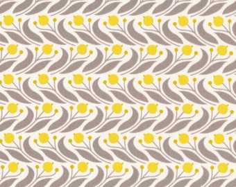 ORGANIC Cotton Fabric,Quilting Weight, Swaying Floral Mustard from Cloud9, Grey Abbey Collection