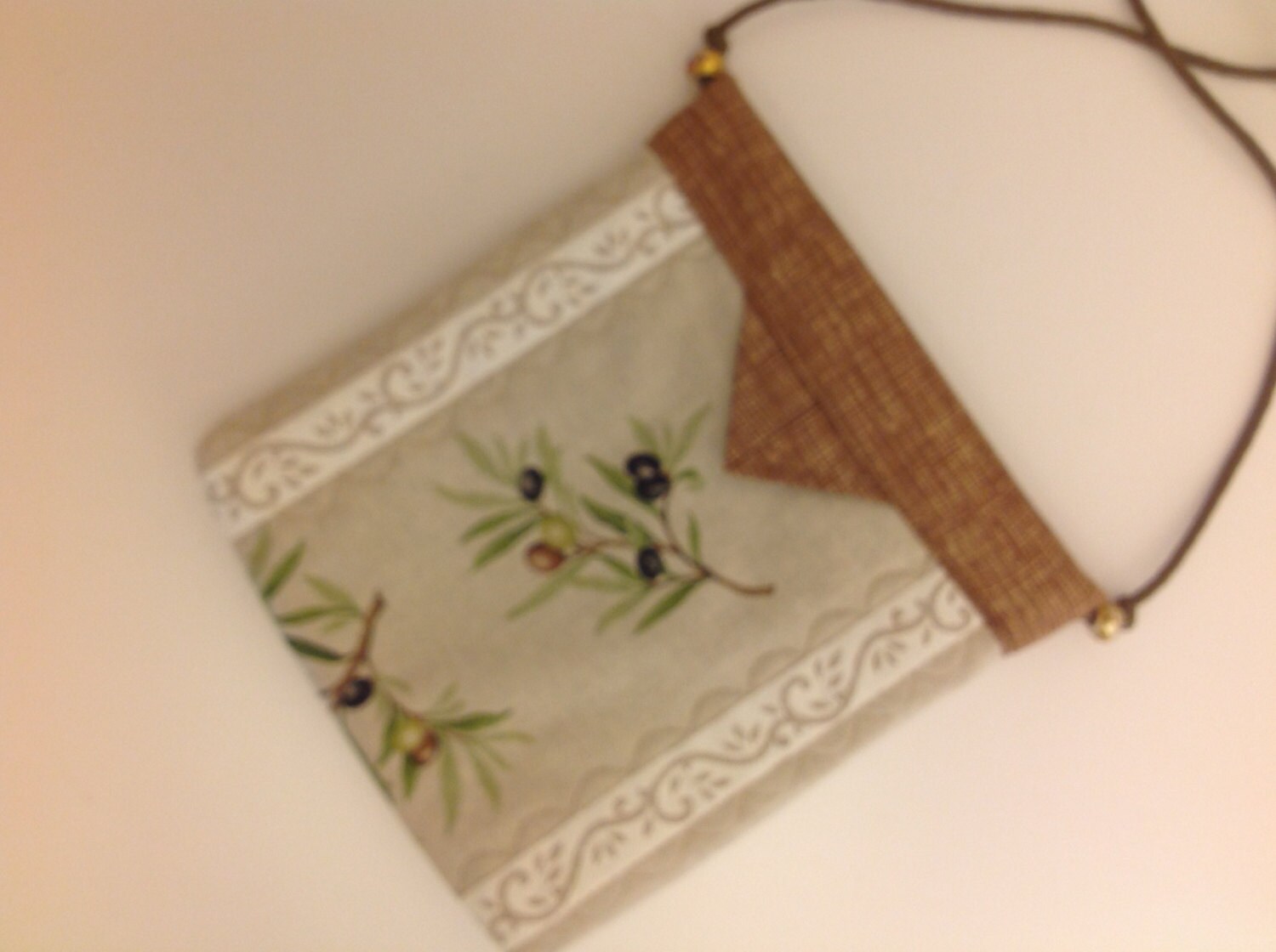 French Print Olives Quilted Snap Bag Purse Handbag Handmade