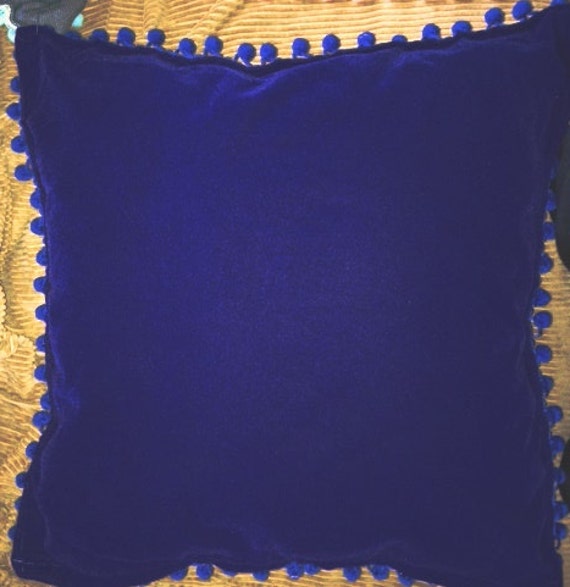 blue pom pom royal trim Navy with Pom Blue Royal Navy Cover Blue Velvet Pillow Poms blue pom pom royal trim Navy with Pom Blue Royal Navy Cover Blue Velvet Pillow Poms