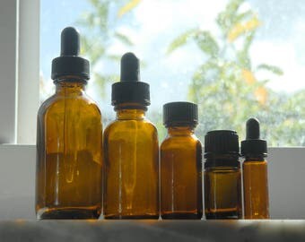 Amber Glass Bottles With Droppers and Caps 2 oz 1 oz 1/2 oz 1/6 oz 1/8 oz