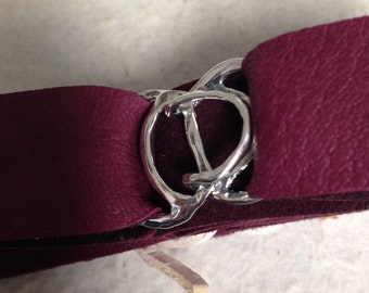 Sterling Silver Buckle Clasp - Large Hook and Eye for Multi Strands or Wide Leather - shown 2cm Leather Lace AP38
