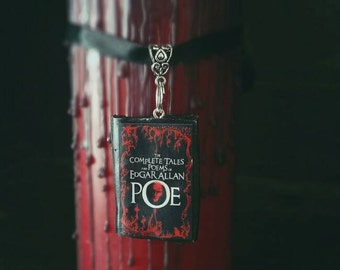 gothic poetry - goth decor -writers gift - goth decor - horror book charm - horror candle - Pillar candle - literature gift