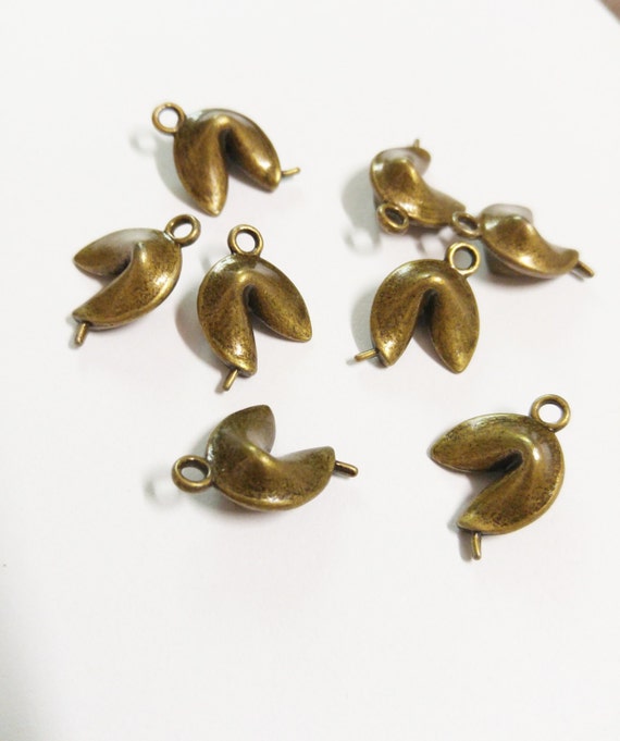 Fortune Cookie Charms Cookie Pendants Antiqued Bronze Charms
