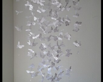 Butterfly mobile, Chandelier Mobile - Simply White - baby shower gift, nursery mobile, baby girl mobile, photo prop,