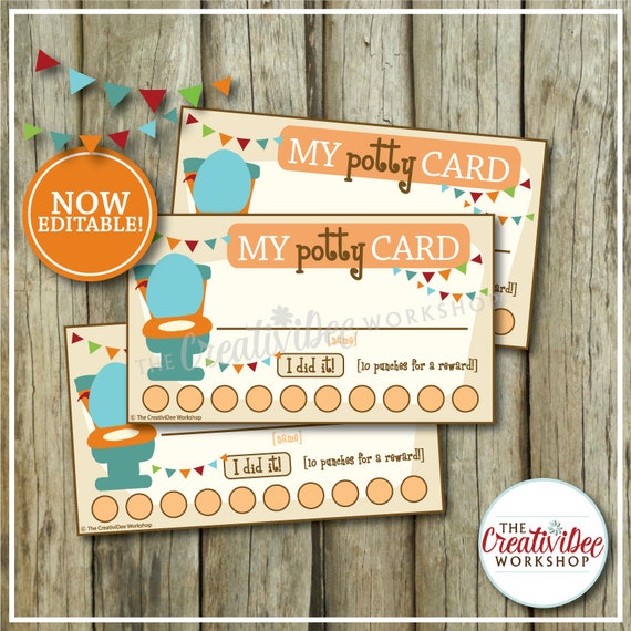 Potty Training Punch Cards Editable Punch by CreativiDeeWorkshop