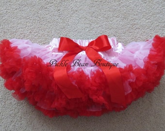 Baby Girl Valentine Outfit - 0-9 mo - Pink and Red Pettiskirt - Ready To Ship - Valentines Day Tutu - Baby Petticoat Skirt