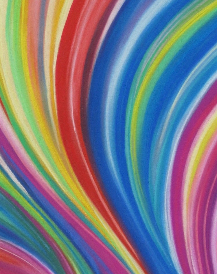 ABSTRACT Original Pastel Painting Rainbow Vortex by ...