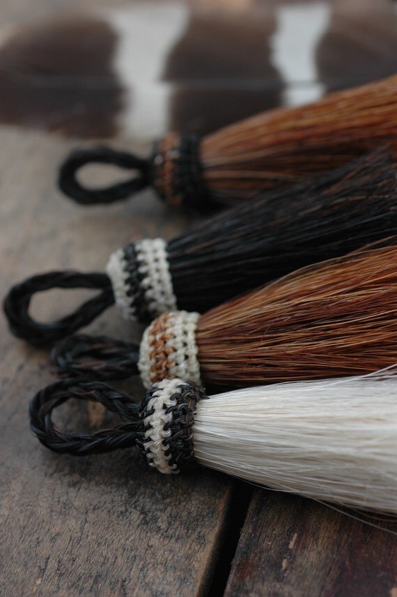 Double Stack Horse Hair Tassels, Handmade, Natural Colors, Craft