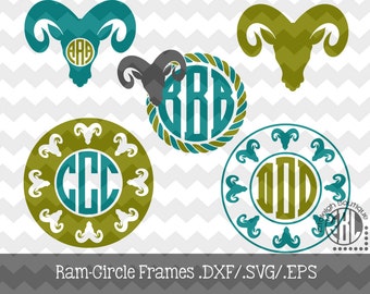 Ram Monogram Frames .DXF/.SVG/.EPS Files for use with your Silhouette Studio Software