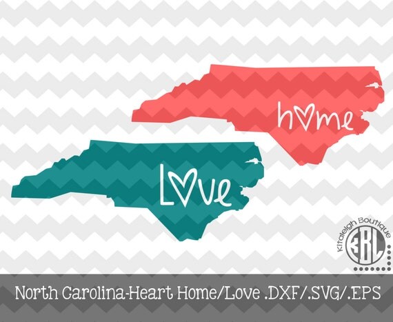Download North Carolina Heart Home/Love design pack .DXF/.SVG/.EPS