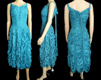 Vintage 1950s Dress//50 Dress//Party//New Look//Mod//Aqua//Wedding