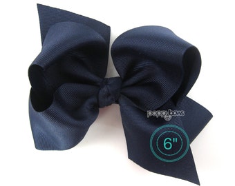 Extra Large Hair Bow, Navy Blue Hair Bow, 6" 6 inch hair bows, big bow, giant bow, extra large bow, jumbo hair bows, hair bows for girls xl