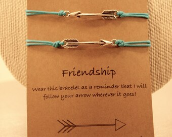 Arrow Friendship Bracelets: Set of Two Arrow Friendship Bracelets, Wish Bracelets, Adjustable, Colour Choice, Follow Your Arrow, Best Friend