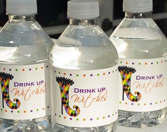 Halloween Witch Girl's Night Water Labels Printable - Instant Download - Drink Up WItches - Witch Boot Collection