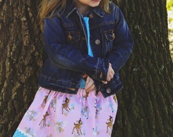 Disney inspired Bambi and Woodland Friends Skirt (18 mos, 24 mos, 2T, 3T, 4T, 5 ,6, 7)