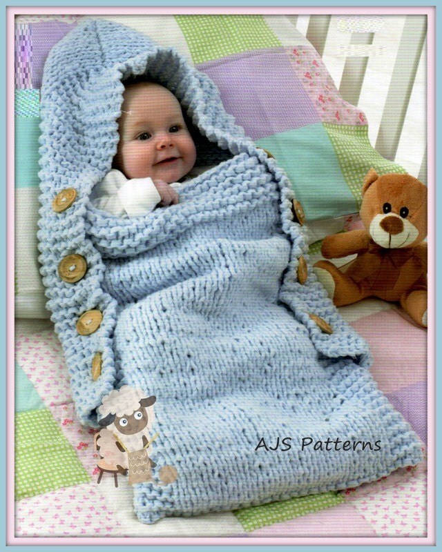 PDF Knitting Pattern Babies Sleeping Bag/Sack or Cocoon